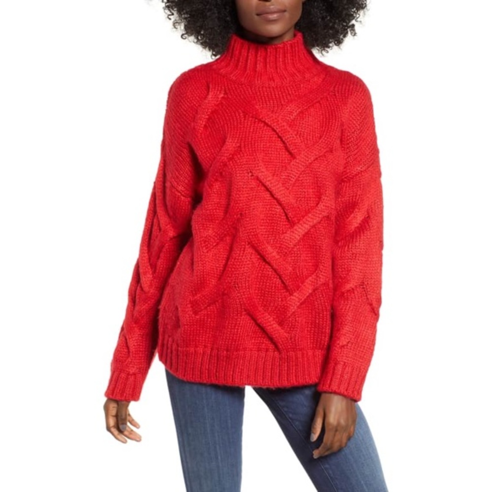♥️TEMP PRICE!♥️Love By Design Red Super Soft Mock Neck Sweater, Sz. S